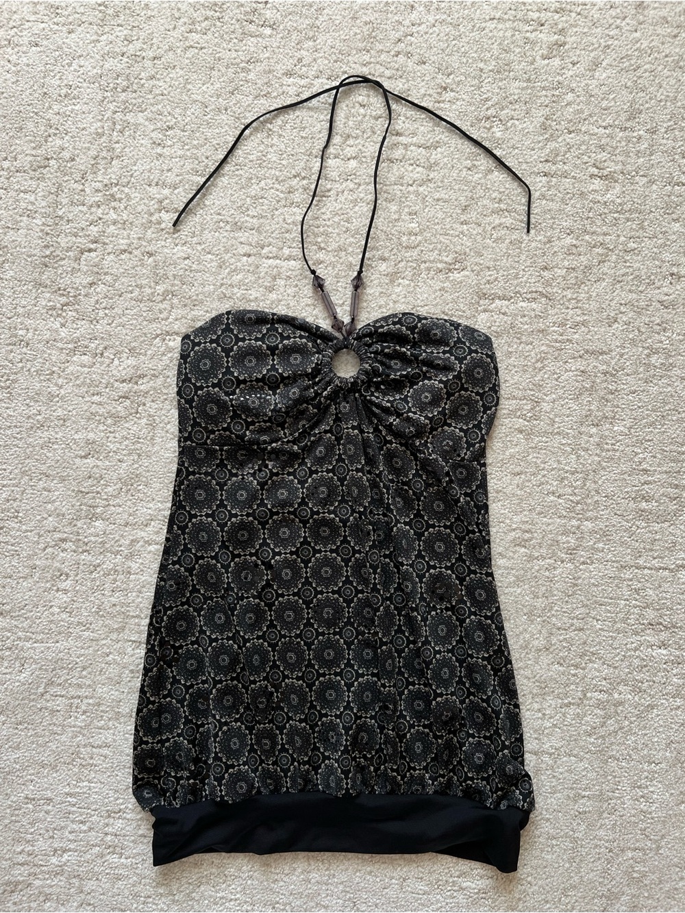 2000s Black Sparkly Halter-top